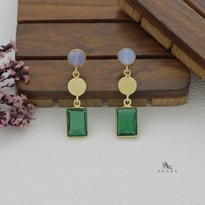 Golden Coin Glossy Rectangle Earring