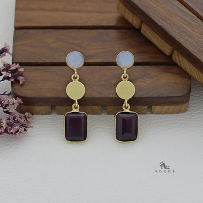 Golden Coin Glossy Rectangle Earring