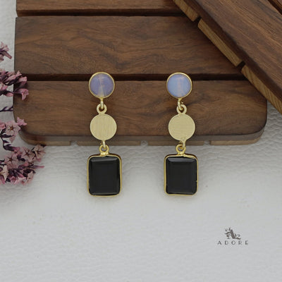 Golden Coin Glossy Rectangle Earring