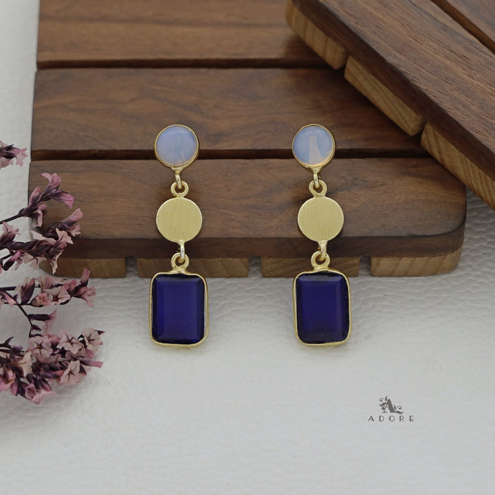 Golden Coin Glossy Rectangle Earring