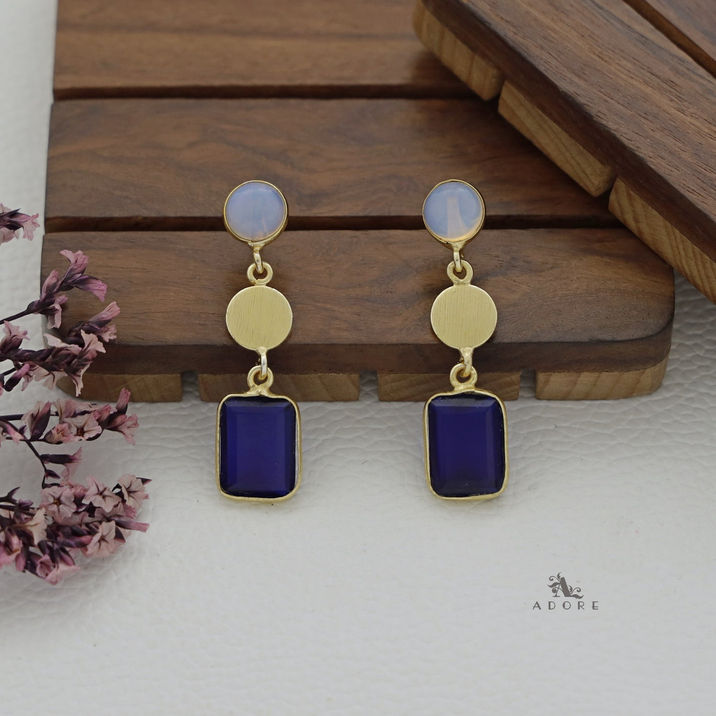 Golden Coin Glossy Rectangle Earring