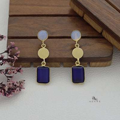 Golden Coin Glossy Rectangle Earring