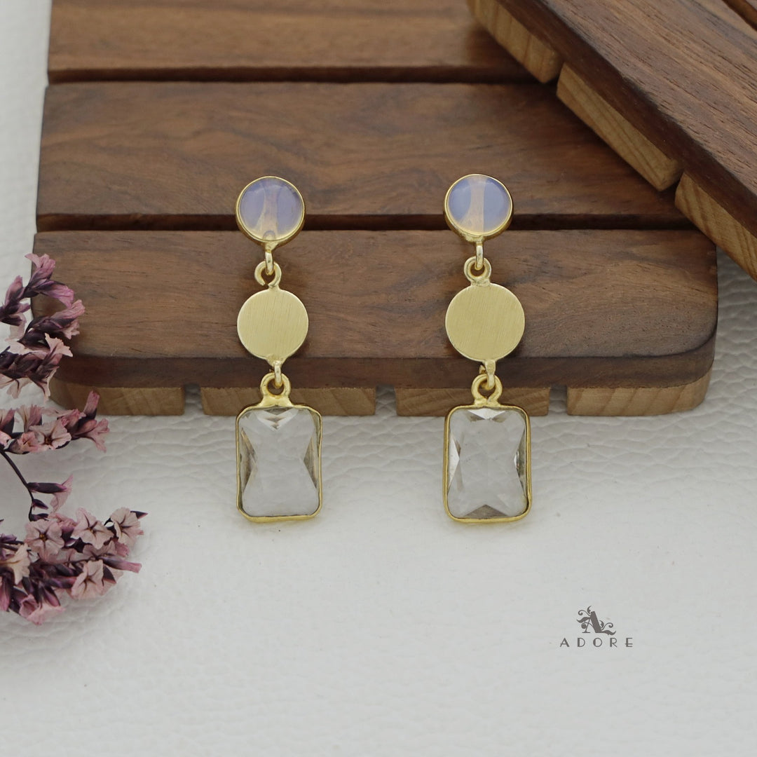 Golden Coin Glossy Rectangle Earring