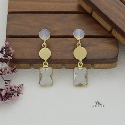 Golden Coin Glossy Rectangle Earring