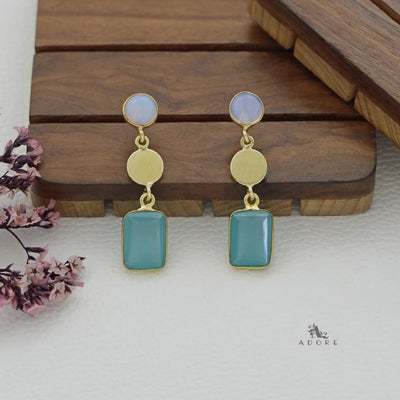 Golden Coin Glossy Rectangle Earring