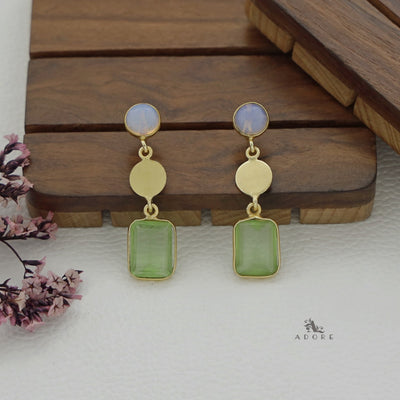 Golden Coin Glossy Rectangle Earring