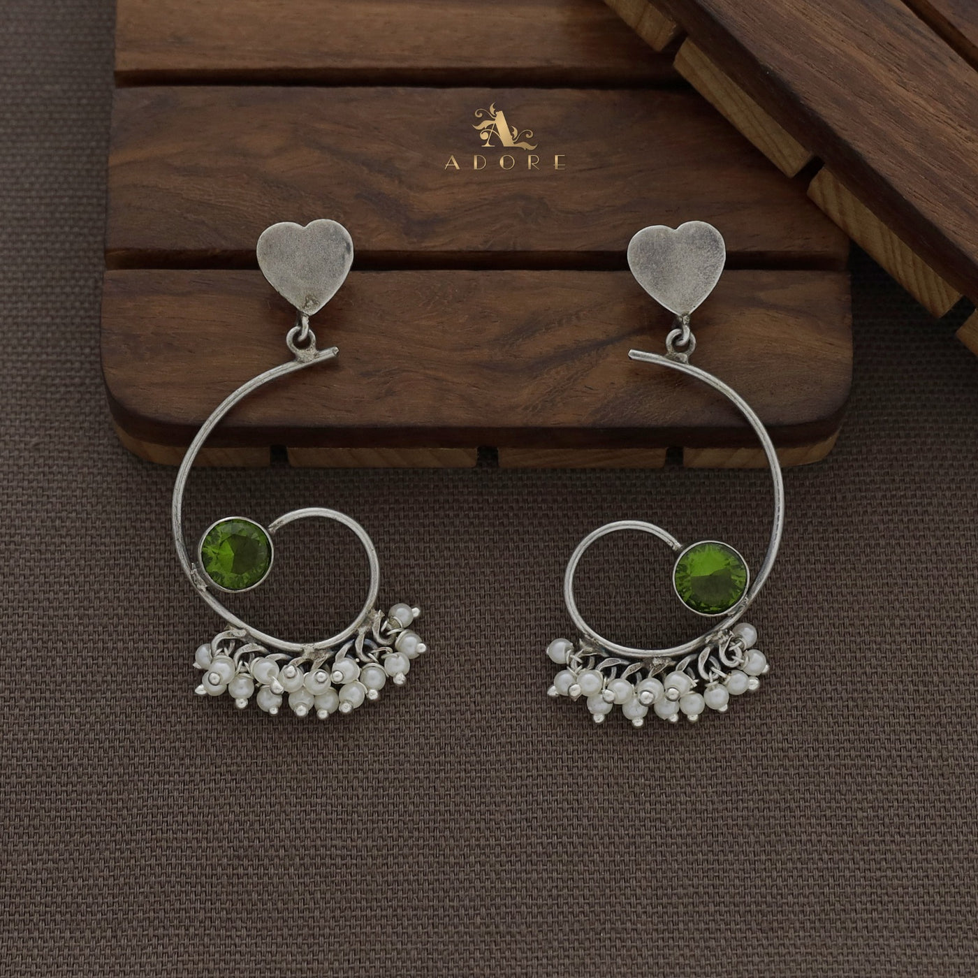 Sixa Heart Cluster Pearl Earring ( Rust Finish )