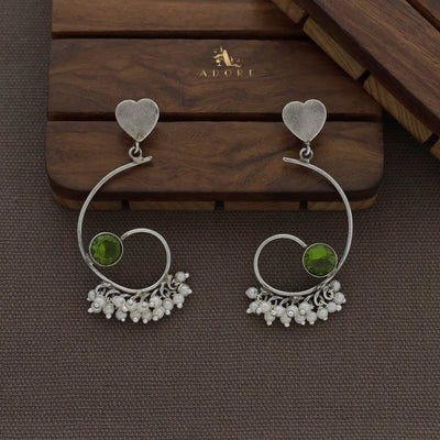Sixa Heart Cluster Pearl Earring ( Rust Finish )