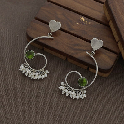 Sixa Heart Cluster Pearl Earring ( Rust Finish )