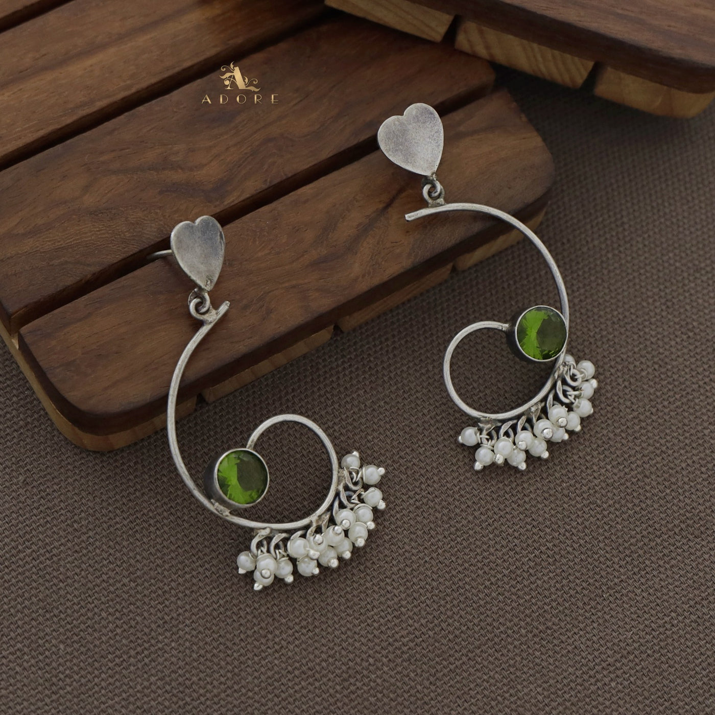 Sixa Heart Cluster Pearl Earring ( Rust Finish )