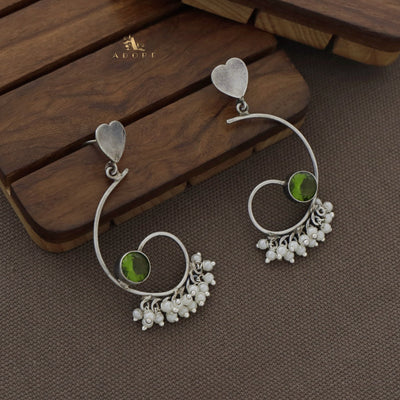 Sixa Heart Cluster Pearl Earring ( Rust Finish )