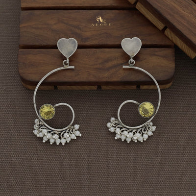 Sixa Heart Cluster Pearl Earring ( Rust Finish )