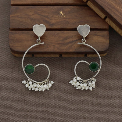 Sixa Heart Cluster Pearl Earring ( Rust Finish )