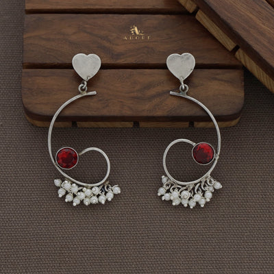 Sixa Heart Cluster Pearl Earring ( Rust Finish )