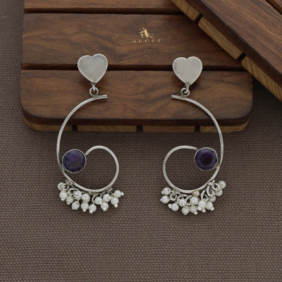 Sixa Heart Cluster Pearl Earring ( Rust Finish )