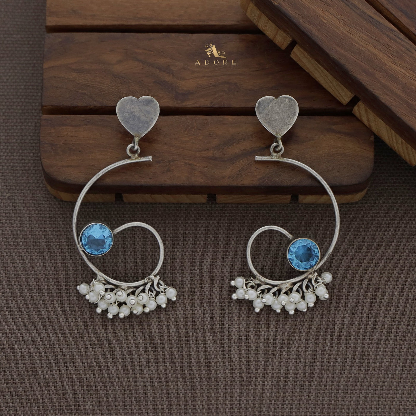 Sixa Heart Cluster Pearl Earring ( Rust Finish )
