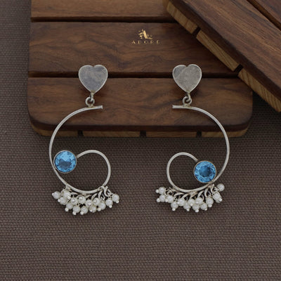 Sixa Heart Cluster Pearl Earring ( Rust Finish )