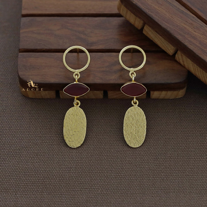 Circle And  Ellipse Textured Oval Earring