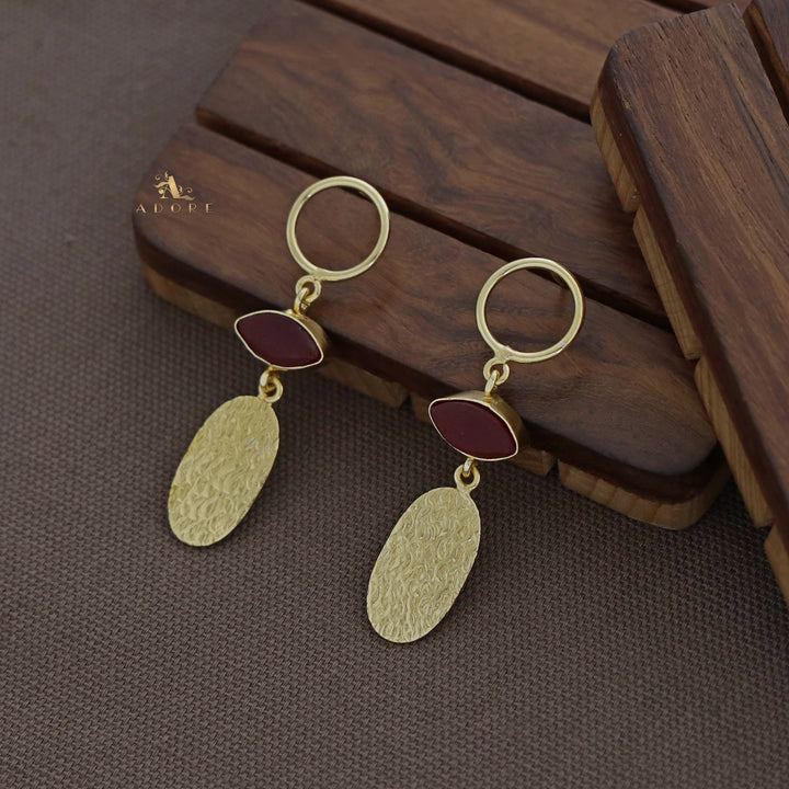 Circle And  Ellipse Textured Oval Earring