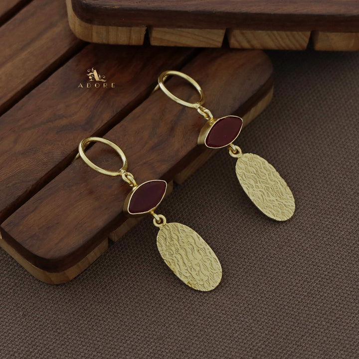 Circle And  Ellipse Textured Oval Earring