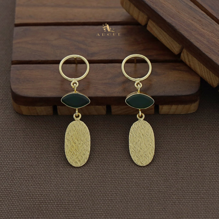Circle And  Ellipse Textured Oval Earring