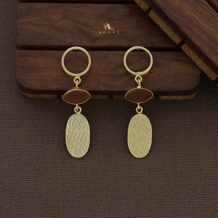 Circle And  Ellipse Textured Oval Earring