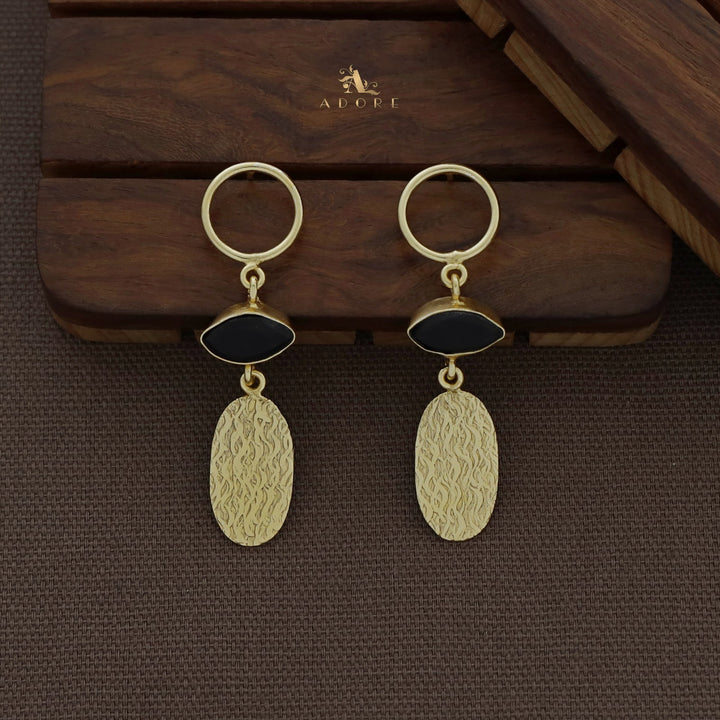 Circle And  Ellipse Textured Oval Earring
