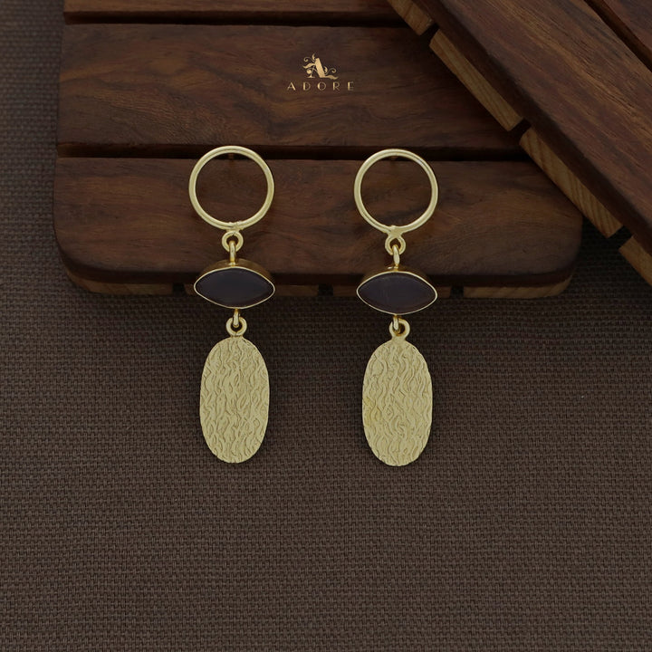 Circle And  Ellipse Textured Oval Earring