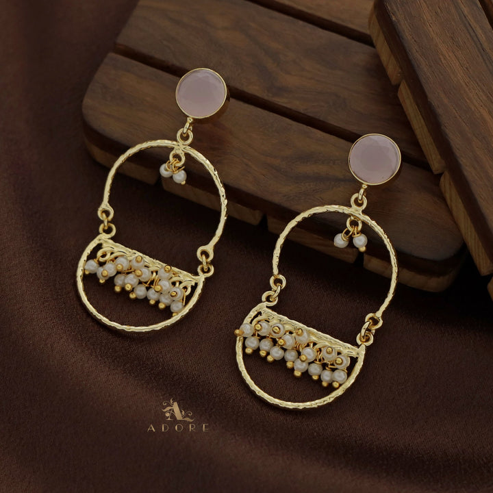 Textured Swing Half Circle Cluster Pearl Earring