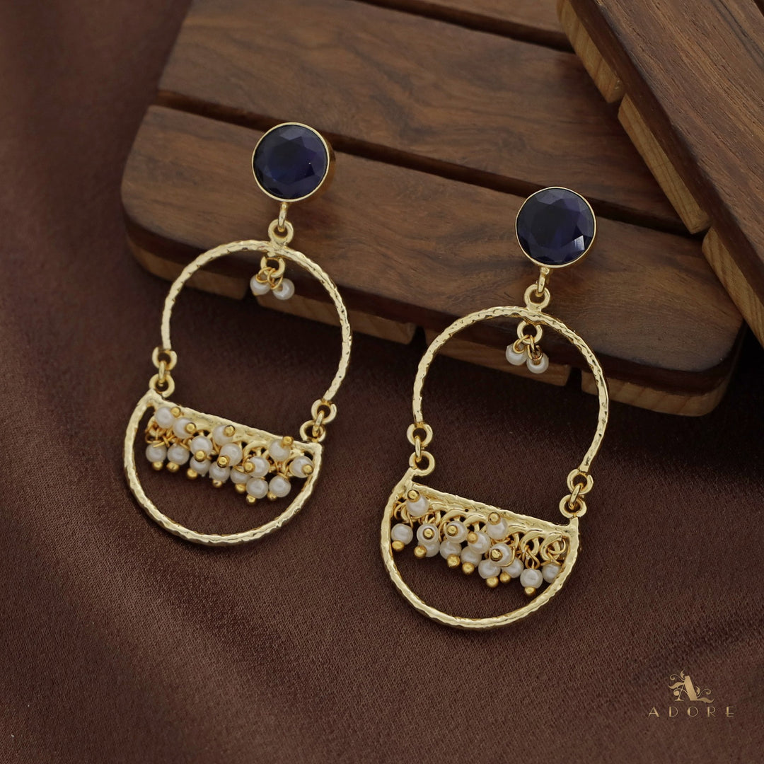 Textured Swing Half Circle Cluster Pearl Earring