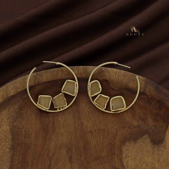 Frida Hoop 3 Raw Stone Earring