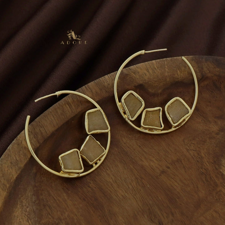Frida Hoop 3 Raw Stone Earring