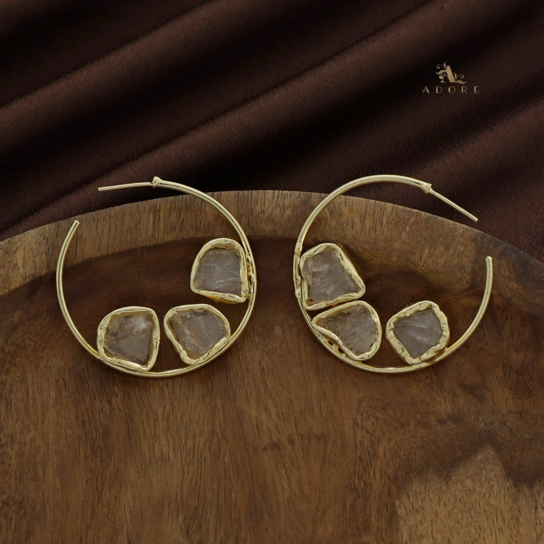 Frida Hoop 3 Raw Stone Earring