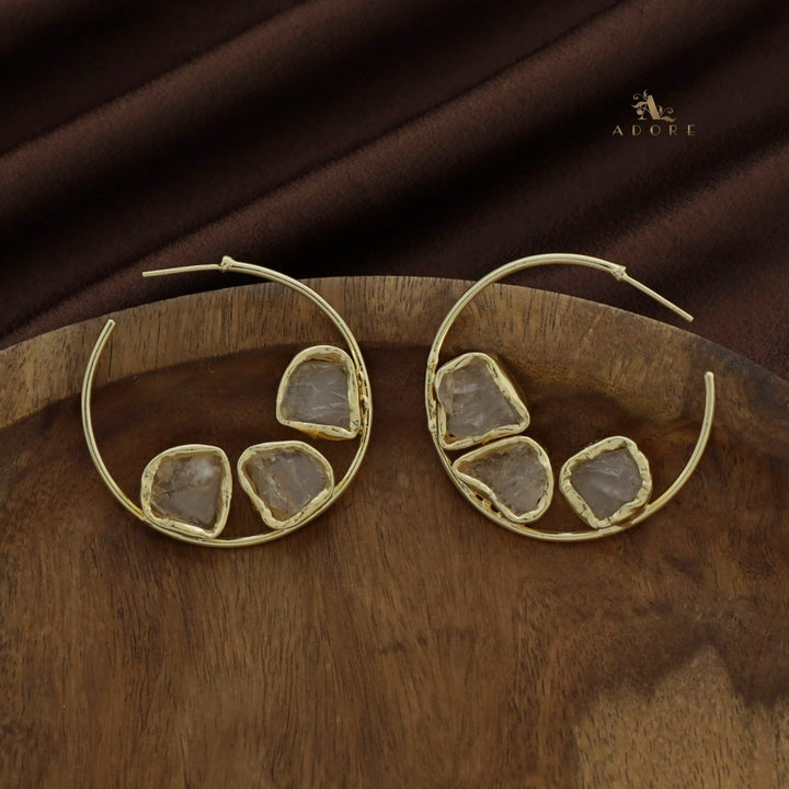 Frida Hoop 3 Raw Stone Earring