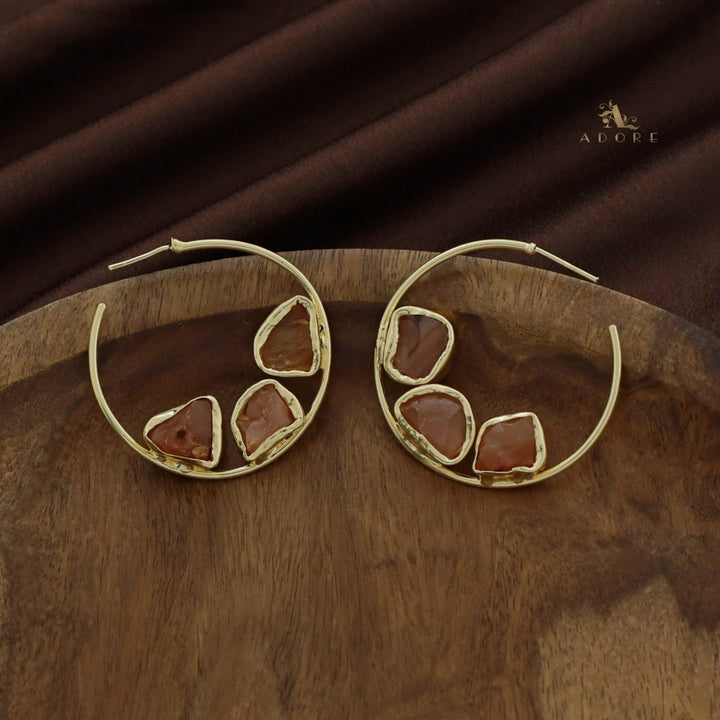 Frida Hoop 3 Raw Stone Earring