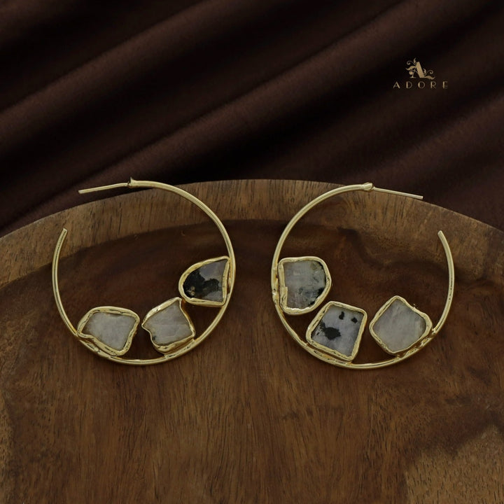 Frida Hoop 3 Raw Stone Earring