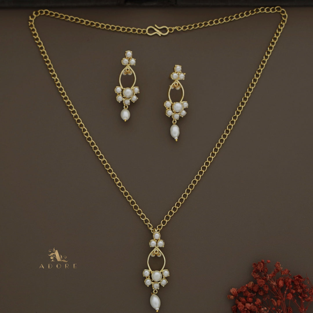 Golden Grape Pearl Neckpiece With Earring