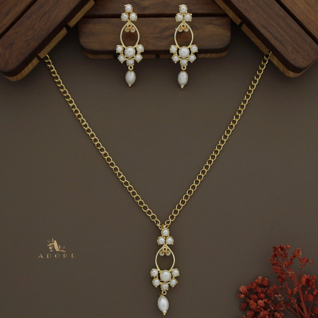 Golden Grape Pearl Neckpiece With Earring