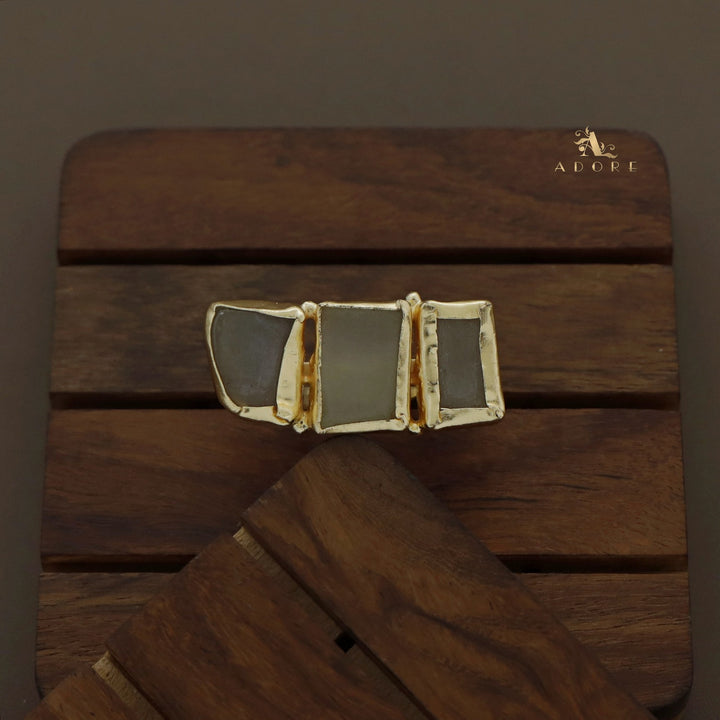 Three Raw Stone Ring