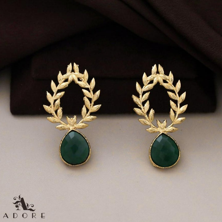 Golden Leafy Drop Earring