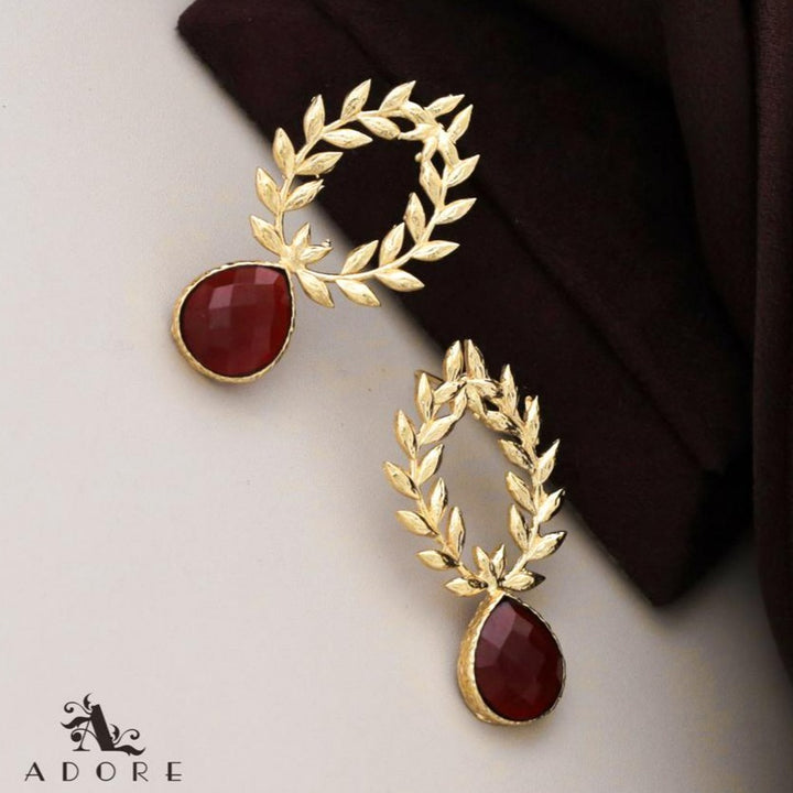 Golden Leafy Drop Earring