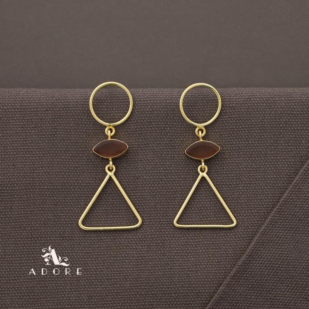 Golden Circle And Triangle Ellipse Earring