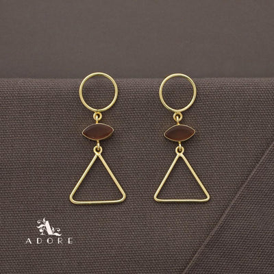Golden Circle And Triangle Ellipse Earring