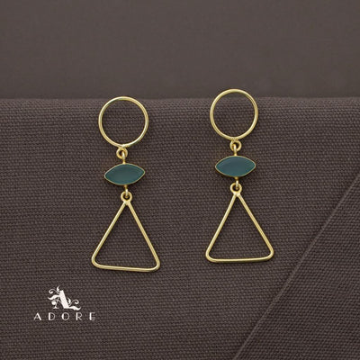 Golden Circle And Triangle Ellipse Earring