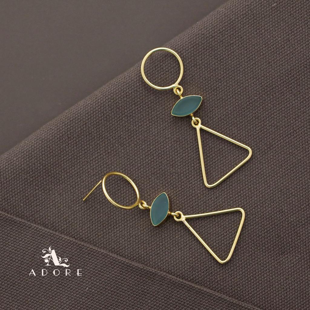 Golden Circle And Triangle Ellipse Earring