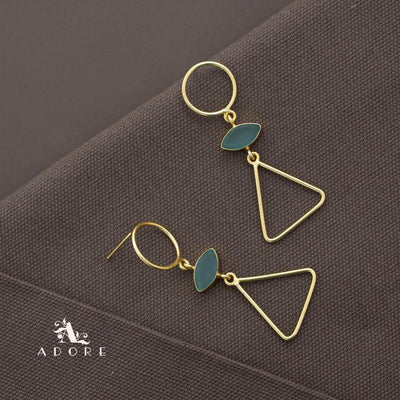 Golden Circle And Triangle Ellipse Earring
