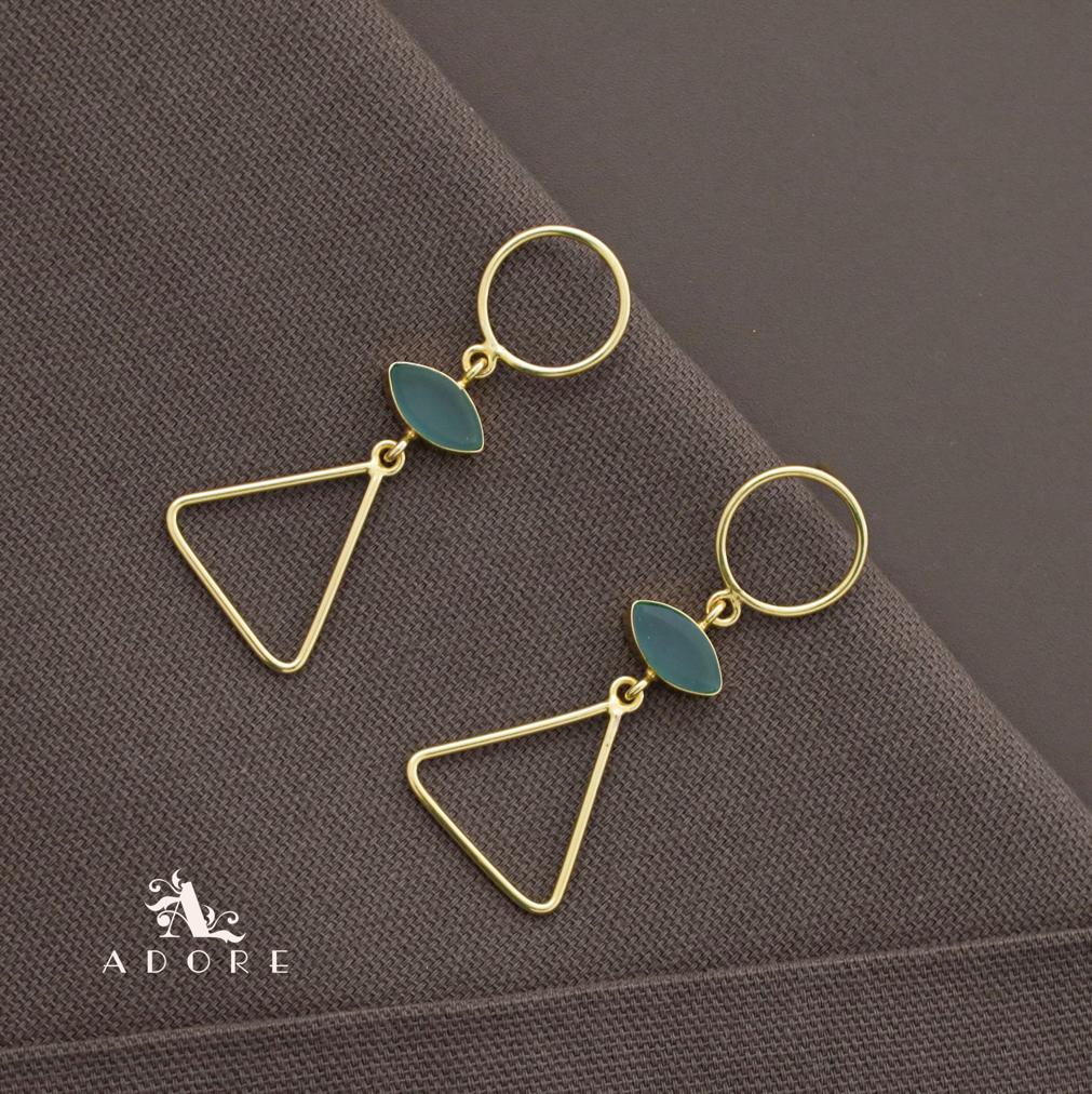 Golden Circle And Triangle Ellipse Earring