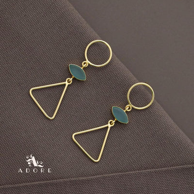 Golden Circle And Triangle Ellipse Earring