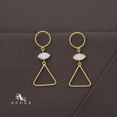 Golden Circle And Triangle Ellipse Earring