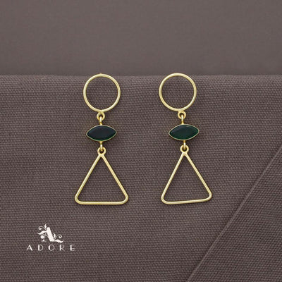 Golden Circle And Triangle Ellipse Earring